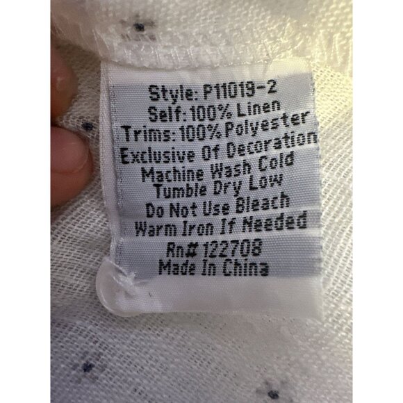 Johnny Was White Embroidered Linen Blouse w/Geometric Patterns & Buttons Size L - Picture 8 of 8